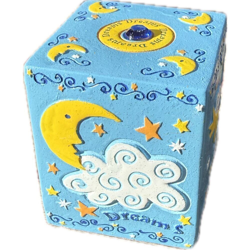 RARE 2001 Claire's "Dreams" Wishing Box Piggie Bank Celestial Yellow Stars & Moo